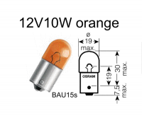 Birne 12V 10W orange Zapfen 180°